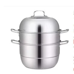 THICK 28cm Stainless Steel 3-Tier/Layer Steam Cooker Pot, Food Cook Double Boilder Work With Gas Electric Induction Grill Stove