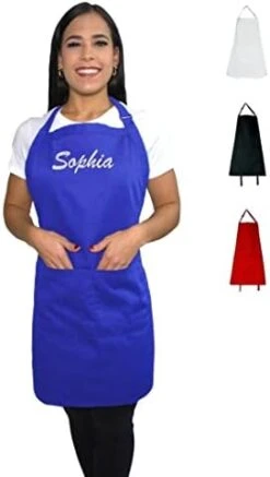 KAUFMAN - Personalized Apron, Add A Name Embroidered, Cotton/poly Bib Apron Adjustable With Two Front Pockets -KitchenAid Shop 31QbbvlWc9L. AC