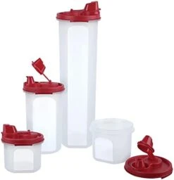 Smart Oil Dispenser Storage Combo Set Of (1.1L+585ml+2x250ml) Air-Tight & Leak Resistant Plastic Round Modular Container- For Vinegar| Oils| Water| BPA Free| Refrigerator Safe- Black -KitchenAid Shop 31Qi0pVK0MS. AC