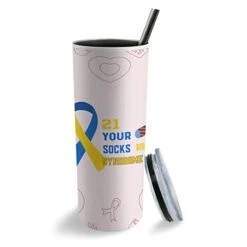 World Down Syndromee Day Wine Cup With Lid Stainless Steel Wine Water Bottles Rock Your Sockss World Down Syndromee Day Inspirational Wine Cups Vintage Gift For Family Wine Water Bottle