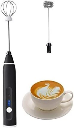 Fmelut Electric Milk Frother With Double Whisks, USB Rechargeable Electric Foam Maker, 2 In 1 Hand-held Battery Operated Milk Foamer For Coffee, Latte, Cappuccino, Egg Whipping(Silver) -KitchenAid Shop 31RSvFQFFkL. AC