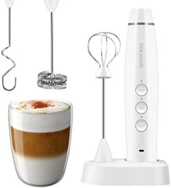 Milk Frother Handheld For Coffee Lattes Electric Foam Maker With 3 Whisks 3 Speed Rechargeable Drink Mixer Beater For Bulletproof Coffee Cappuccino Frappe Matcha (Black3.0) -KitchenAid Shop 31RwzY0XbL. AC