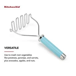 KitchenAid Gourmet Stainless Steel Wire Masher, 10.24-Inch, Aqua Sky & Silicone Tipped Stainless Steel Tongs, 10.26 Inch, Aqua Sky -KitchenAid Shop 31SJ9qbhg0L