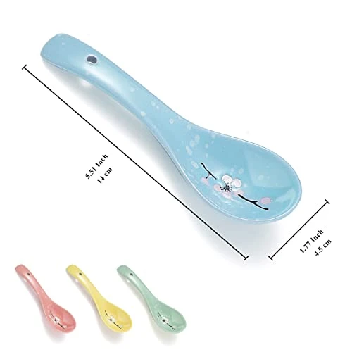 Ceramic Soup Spoons 4 Pieces, Asian Chinese Japanese Korea Porcelain Soup Spoon For Soup, Dumpling, Wonton, Cereal 4 Ceramic Soup Spoons 4 Pieces, Asian Chinese Japanese Korea Porcelain Soup Spoon For Soup, Dumpling, Wonton, Cereal - Image 2