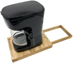 Kitchen Countertop Wooden Caddy Slider Tray | Solid Wood Tray And Frame | Smooth Rolling Wheels | Useful For Coffee Maker/Stand Mixer/Blender (13" X 13", Lightly Scorched) -KitchenAid Shop 31SvX1FsM3L. AC