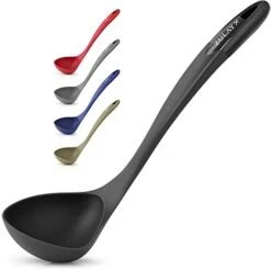 Soup Ladle Spoon With Comfortable Grip - Cooking And Serving Spoon For Soup, Chili, Gravy, Salad Dressing And Pancake Batter - Large Nylon Scoop & Soup Ladel Great For Canning And Pouring