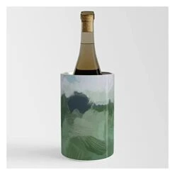 Society6 Windy Day On The Farm - Sky Blue And Sage Green Abstract Painting, Modern Rural Country Rustic By Rachel Elise Wine Chiller - 7.5" X 4.7" X