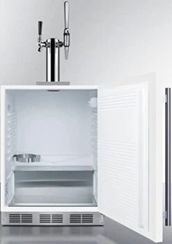 Summit Appliance SBC58WHBIADACMTWIN 24" Wide Built-in Undercounter ADA Height Commercially Listed Dual Tap Combo Nitro/Cold Brew Coffee Dispenser In White With Stainless Steel Handle, Auto Defrost -KitchenAid Shop 31UA4Evg7FL