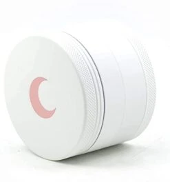 2.5 Inch Matte Kitchen Crusher White With Pink Moon Manual Crusher – 4 Piece Large Crusher With Cleaning Scraper