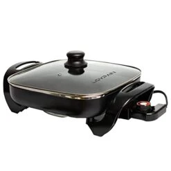 Onstick Electric Skillet 12 Inch Electric Fryer With 2 Layers Of Non-Stick Coating， Adjustable Temperature Control, Heat-Resistant Handle.