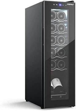15 Inch Wine Cooler Refrigerator, 30 Bottles Stainless Steel Wine Cellar With Lock, Tempered Glass Door, Digital Temperature Control, Built-in & Freestanding Compressor Mini Wine Fridge For Home Bar Office -KitchenAid Shop 31VlhyCjgdL. AC