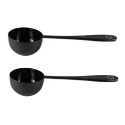 Oney Bear Kitchen 30 Ml 2 Tbsp Measuring Scoop For Coffee, Nutraceuticals And Protein Powders, Black Polished Stainless Steel, Set Of 2