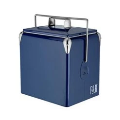 Blue Stainless Steel Cooler, Plastic Lined, Vintage Style Beer And Wine Cooler, Portable Beverage Chiller And Ice Chest, 11.5" X 12" X 9.25", Set Of 1