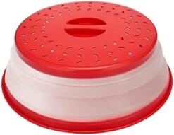 Microwave Cover For Food,Collapsible Microwave Splatter Cove,Fruit Drainer Basket,BPA-Free Silicone & Plastic And Dishwasher Safe 10.5 Inch (RED)… -KitchenAid Shop 31X4Q31PDPL. AC