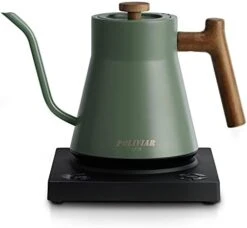 Electric Gooseneck Kettle, 1200W Electric Tea Kettle Real Wood Handle, 34oz Pour Over Electric Kettle For Coffee & Tea, 18/8 Stainless Steel Inner, Temperature Control & Rapid Heating -KitchenAid Shop 31XNLho4KNS. AC