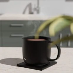 Smart Temperature Control Hot Mug, 12oz, 350mL Capacity, 10W Fast Wireless Charging Coaster, Heated Ceramic Coffee Mug With Aluminium-Alloy Smart Warmer Base (Black) -KitchenAid Shop 31XbHvQUBZL