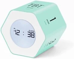 Mooas Multi-Hexagon Clock Timer (White Ver.2), Digital Clock Timer, Backlit Display, 12/24H Mode, Count Up & Countdown Timer, Rotating Display, Various Time Presets, For Studying, Cooking, Exercising -KitchenAid Shop 31XjPLhgqyL. AC