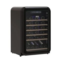 AWJ Wine Cellars Constant Temperature Wine Cabinet,Small Refrigerator 115 Liters,4℃-22℃ Mini Fridge,6-Layer Imported Beech Wood Shelf Three-Layer Glass + Low-E Coating