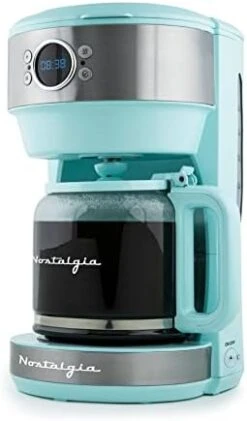 Retro Coffee Maker, 12 Cup, Vintage Coffee Machine With Adjustable Timer, Warm Function, Anti Drip, Glass Carafe Included, Aqua -KitchenAid Shop 31YFsKmY71L. AC