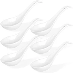 Asian Soup Spoon Set Of 6, 6.75 Inch Ultra-fine Ceramic Chinese Soup Spoons, Black Japanese Soup Spoon For Cereal Stews Ramen Pho Wonton Dumpling Miso, Deep Oval Hook Design, Dishwasher Safe -KitchenAid Shop 31YJ9nNusnL. AC