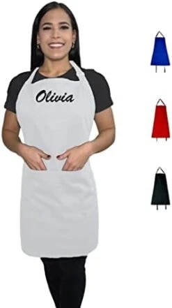 KAUFMAN - Personalized Apron, Add A Name Embroidered, Cotton/poly Bib Apron Adjustable With Two Front Pockets -KitchenAid Shop 31YLDMNLmKL. AC