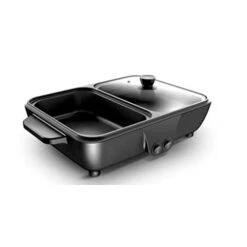 MJWDP Home And Travel Non-Stick Frying Pan Dual Purpose Electric Grill With Hot Pot Cooking Pot Cooking Pot (Color : D, Size : 34.5 * 22 * 8cm)