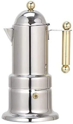 Stovetop Espresso Maker - Stainless Steel Express Coffee Maker Moka Pot Easy To Operate & Quick Cleanup Pot For Home Office With Safety Valve 4 Cups(50ml/Cup) Italian Design For Cappuccino Latte
