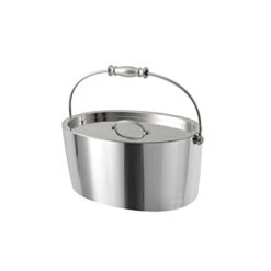 By Fortessa Professional Metal Barware/Bar Tools By Charles Joly, 12" X 5.25" Stainless Steel Ice Bucket With Handle And Drain Tray, Silver
