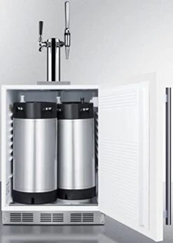 Summit Appliance SBC58WHBIADACMTWIN 24" Wide Built-in Undercounter ADA Height Commercially Listed Dual Tap Combo Nitro/Cold Brew Coffee Dispenser In White With Stainless Steel Handle, Auto Defrost -KitchenAid Shop 31ZTpJ87uyL