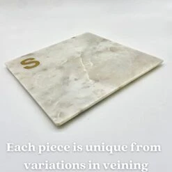 Monogram Marble Cheese Board, Hand Crafted Marble Cutting Board From White Marble Slab, Personalized Charcuterie Board With Brass Initial, Great Wedding Or House Warming Gifts, Letter S -KitchenAid Shop 31ZWXppzEiL