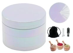 GENERIC Der Small Zinc Alloy 2 Inch, Multipurpose Crusher With Cleaning Tool And Bag (White Rainbow)