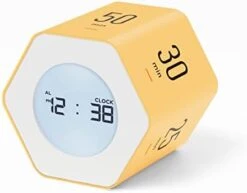 Mooas Multi-Hexagon Clock Timer (White Ver.2), Digital Clock Timer, Backlit Display, 12/24H Mode, Count Up & Countdown Timer, Rotating Display, Various Time Presets, For Studying, Cooking, Exercising -KitchenAid Shop 31audX91seL. AC