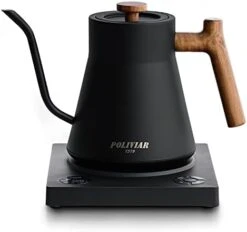 Electric Gooseneck Kettle, 1200W Electric Tea Kettle Real Wood Handle, 34oz Pour Over Electric Kettle For Coffee & Tea, 18/8 Stainless Steel Inner, Temperature Control & Rapid Heating -KitchenAid Shop 31ayD26HiTS. AC