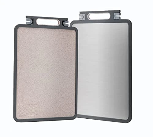 Double Sided Cutting Board,Stainless Steel Cutting Board For Kitchen,Large Size 17.8" X 12.2",Cutting Board For Meat,Cutting Board With Knife Sharpener 3 Double Sided Cutting Board,Stainless Steel Cutting Board For Kitchen,Large Size 17.8" X 12.2",Cutting Board For Meat,Cutting Board With Knife Sharpener