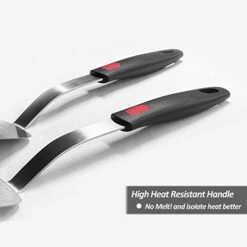 Stainless Steel Flexible Spatula Turner, VOVOLY Thin Metal Spatula For Cast Iron Skillet, Thin Blade And Heat Resistant Silicone Handle, Great For Egg, Cookie, Meat, Crep, Medium -KitchenAid Shop 31baVLX9MyL