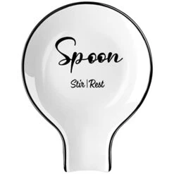 Farmhouse Spoon Rest For Stove Top & Kitchen Counter - ALELION Ceramic Extra Large Spoon Holder For Spatula Ladles And Tongs - Black And White Farmhouse Kitchen Decor And Accessories For Countertop