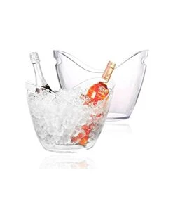 2 Pack 4L Large Capacity Beverage Tub Oval Storage Bucket,Ice Buckets For Parties Plastic Wine Bucket, Beer Bucket, Like An Ice Bucket JENIGH JEWEL， Transparent