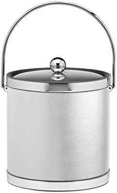Leatherette Ice Bucket, 3 Qt, White With Brass 12 Leatherette Ice Bucket, 3 Qt, White With Brass - Image 10