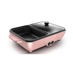 ZGJHFF Home And Travel Non-Stick Frying Pan Dual Purpose Electric Grill With Hot Pot Cooking Pot Cooking Pot (Color : Black, Size : 34.5 * 22 * 8cm)