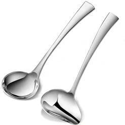 1-Piece Sauce Ladle And 1 Piece Gravy Ladle, 18/10 Stainless Steel, Silver, Dishwasher Safe