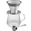 - BLOOM Pour Over Coffee Brewing Kit - Durable Thermal Brushed Stainless Steel Sleeve, Dual Filter Mode With Patented Micro-Filter, Premium Borosilicate Glass Carafe, Stainless Steel Measuring Scoop And 50 Paper Filters