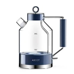 Electric Kettle, ASCOT Glass Electric Tea Kettle 1.7L 1500W Retro Tea Heater & Hot Water Boiler, No Plastic, BPA-Free, Cordless, With Auto Shut-Off And Boil-Dry Protection (Classic Blue)