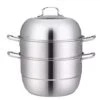 FAXIOAWA 28cm Stainless Steel 3-Tier Steamer Pot Double Boiler Cooking Pot With Gas Electric Induction Cooker