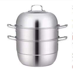 FAXIOAWA 28cm Stainless Steel 3-Tier Steamer Pot Double Boiler Cooking Pot With Gas Electric Induction Cooker