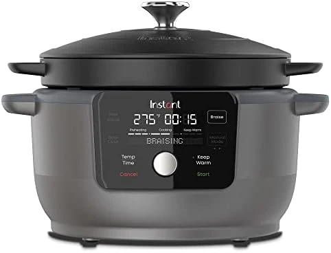 , 6-Quart 1500W Electric Round Dutch Oven, 5-in-1: Braise, Slow Cook, Sear/Sauté, Cooking Pan, Food Warmer, Enameled Cast Iron, Free App With 50 Recipes, Perfect Wedding Gift, Green 8 , 6-Quart 1500W Electric Round Dutch Oven, 5-in-1: Braise, Slow Cook, Sear/Sauté, Cooking Pan, Food Warmer, Enameled Cast Iron, Free App With 50 Recipes, Perfect Wedding Gift, Green - Image 6