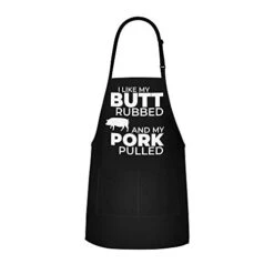 Funny Apron For Men - I Like My Butt Rubbed And My Pork Pulled - Adjustable Large 1 Size Fits All - Poly/Cotton Apron With 2 Pockets - BBQ Gift Apron For Father, Husband, Chef -KitchenAid Shop 31fO5rXwP8L