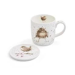 WNMB3943-XG Wrendale By Royal Worcester Mug And Coasters Flying The Nest Birds, Multi-Colour, 9.5 X 12 X 8 Cm