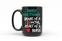 Black NP Nurse Practitioner Coffee Mug (15 Oz, Black)