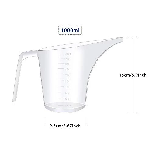Ireboomoon 4 Pack Plastic Funnel Pitcher,Large Capacity Long Spout Measuring Cup For Bakeware Molds,Pancake,Batter,Muffin,Cakes,Soap Making(4 Cups/32 Ounces/1000 Ml) 4 Ireboomoon 4 Pack Plastic Funnel Pitcher,Large Capacity Long Spout Measuring Cup For Bakeware Molds,Pancake,Batter,Muffin,Cakes,Soap Making(4 Cups/32 Ounces/1000 Ml) - Image 2