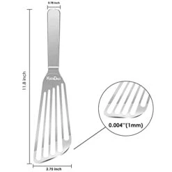 11.8inch Fish Spatula Stainless Steel Elegant Flexible Sturdy Thin Blade Slotted Spatula For Cooking Slotted Engled Flexible Flipper Egg Spatula (Silver) -KitchenAid Shop 31gEWaykOwL